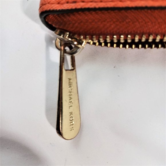 Michael Kors Saffiano Leather Zip-Around Orange Wallet - Picture 6 of 8